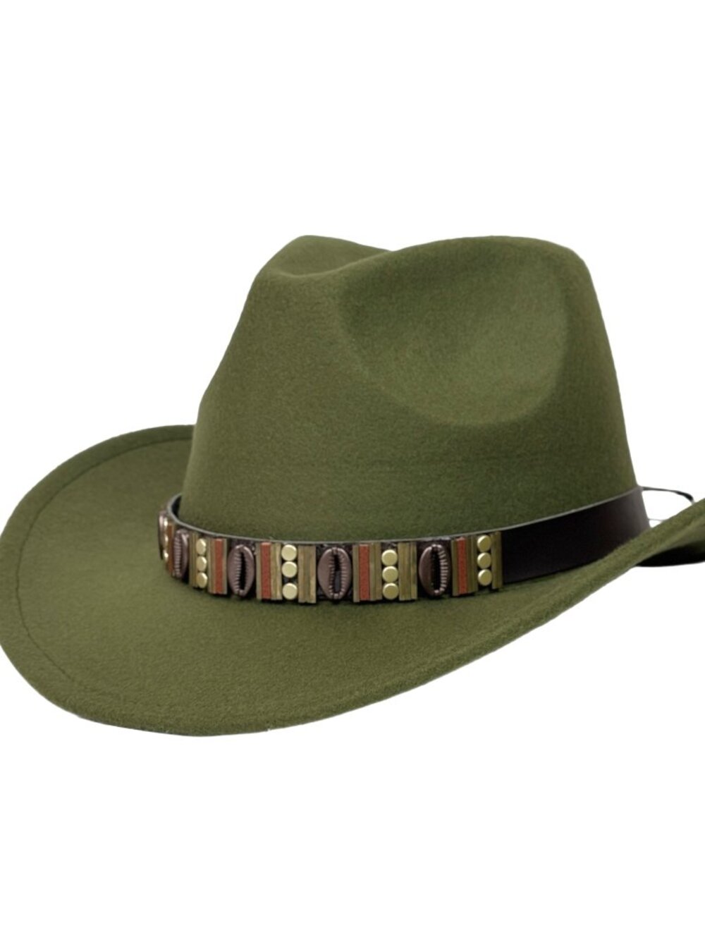 Green Western Cowboy Hat Wide Brim Ranch Rodeo Cowgirl Festival Boho Costume Hat